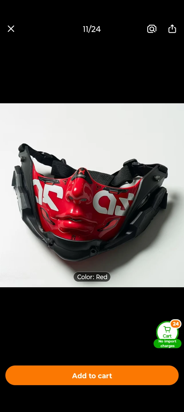 Red Samurai Oni Mask for bike riders or cosplay