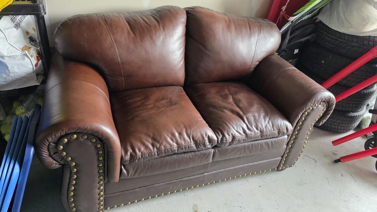 Brown Leather Loveseat