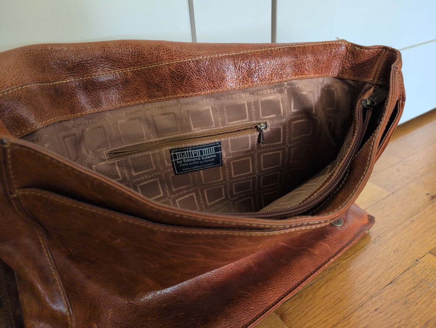 Matteo Milani Leather Messenger Bag