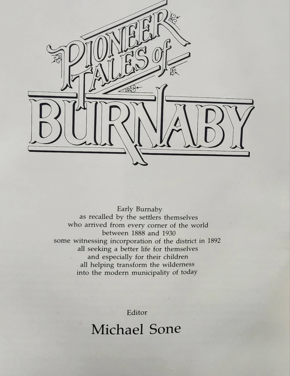 Pioneer Tales of Burnaby Book - photo 2