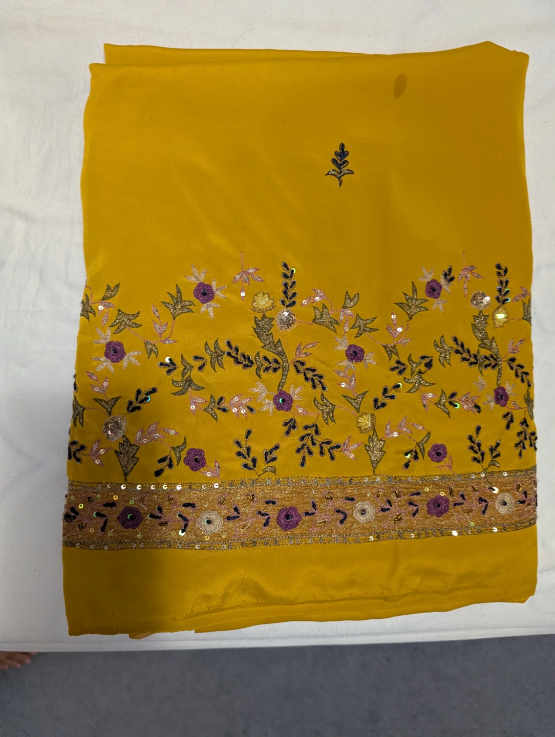 Yellow Embroidered Fabric