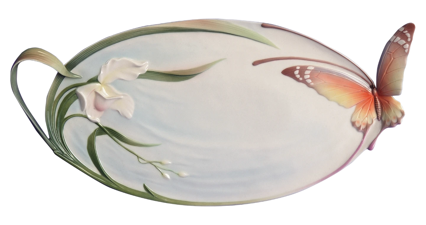 BNIB Franz Porcelain Butterfly & Flower Serving Platter