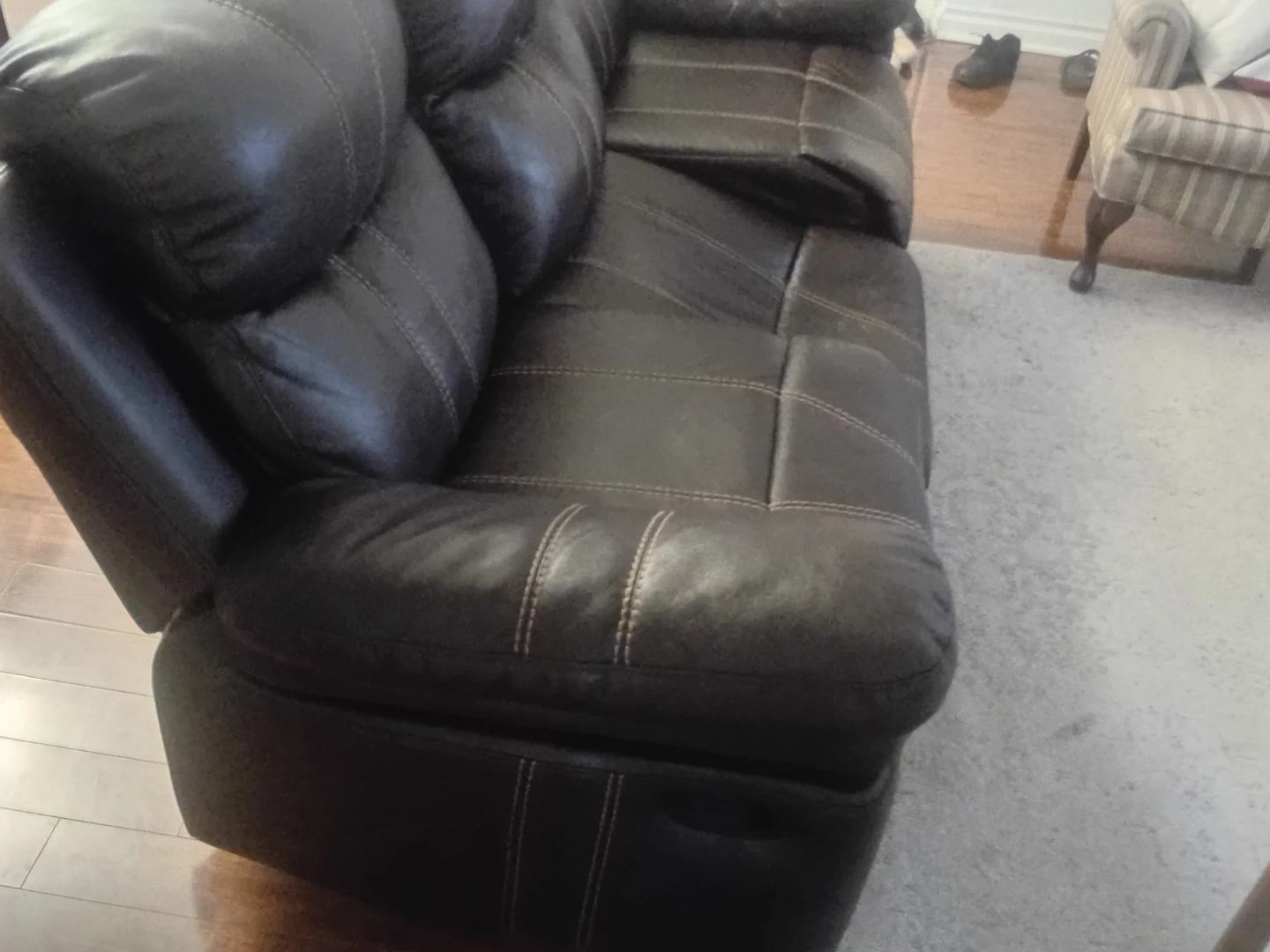 Brown Leather Reclining Sofa
