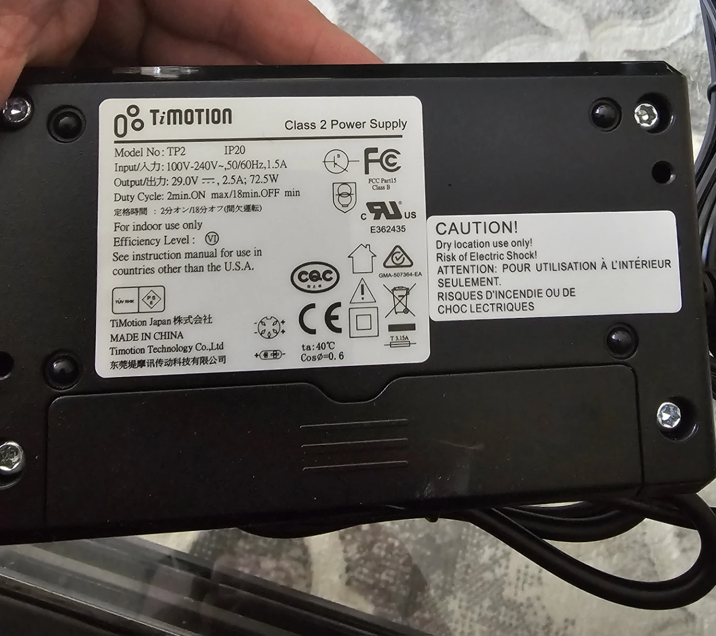 TiMotion TP2 AC/DC Switching Power Supply Transformer 29V 2.5A - photo 5