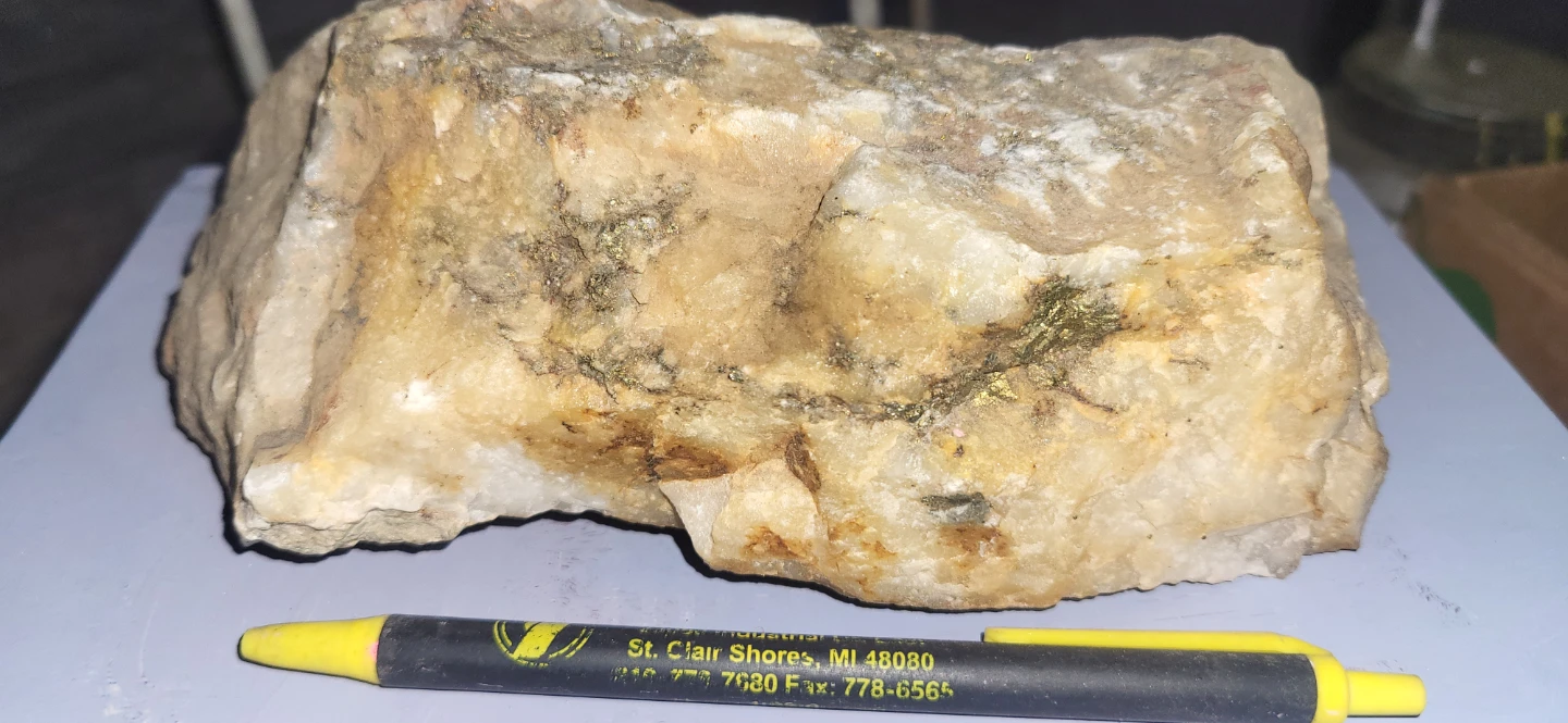 Gold n copper in quartz from an old mine - photo 2