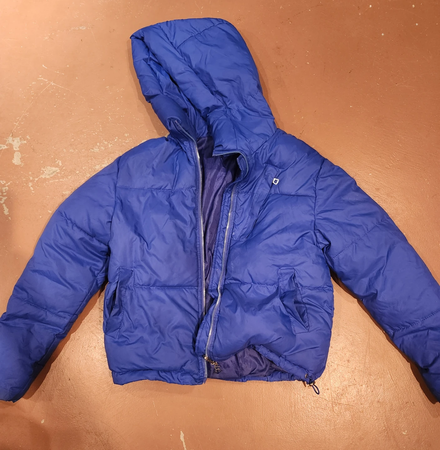 Blue Puffer Jacket with Hood