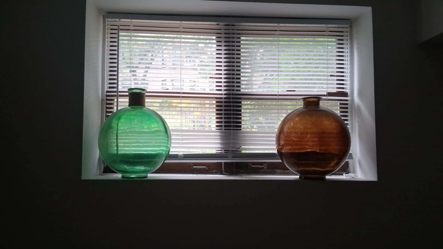 Decorative Glass Vases - Green and Amber