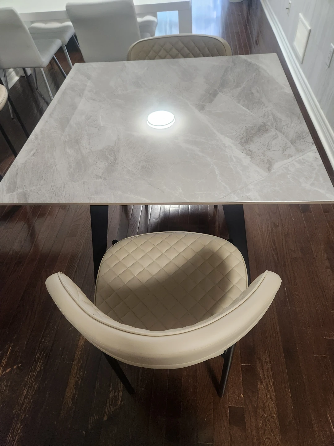 Modern Dining Table with Marble-Look Top - photo 5