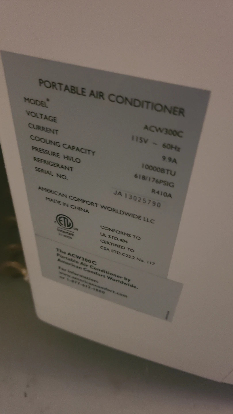 American Comfort Portable Air Conditioner ACW300C - photo 4