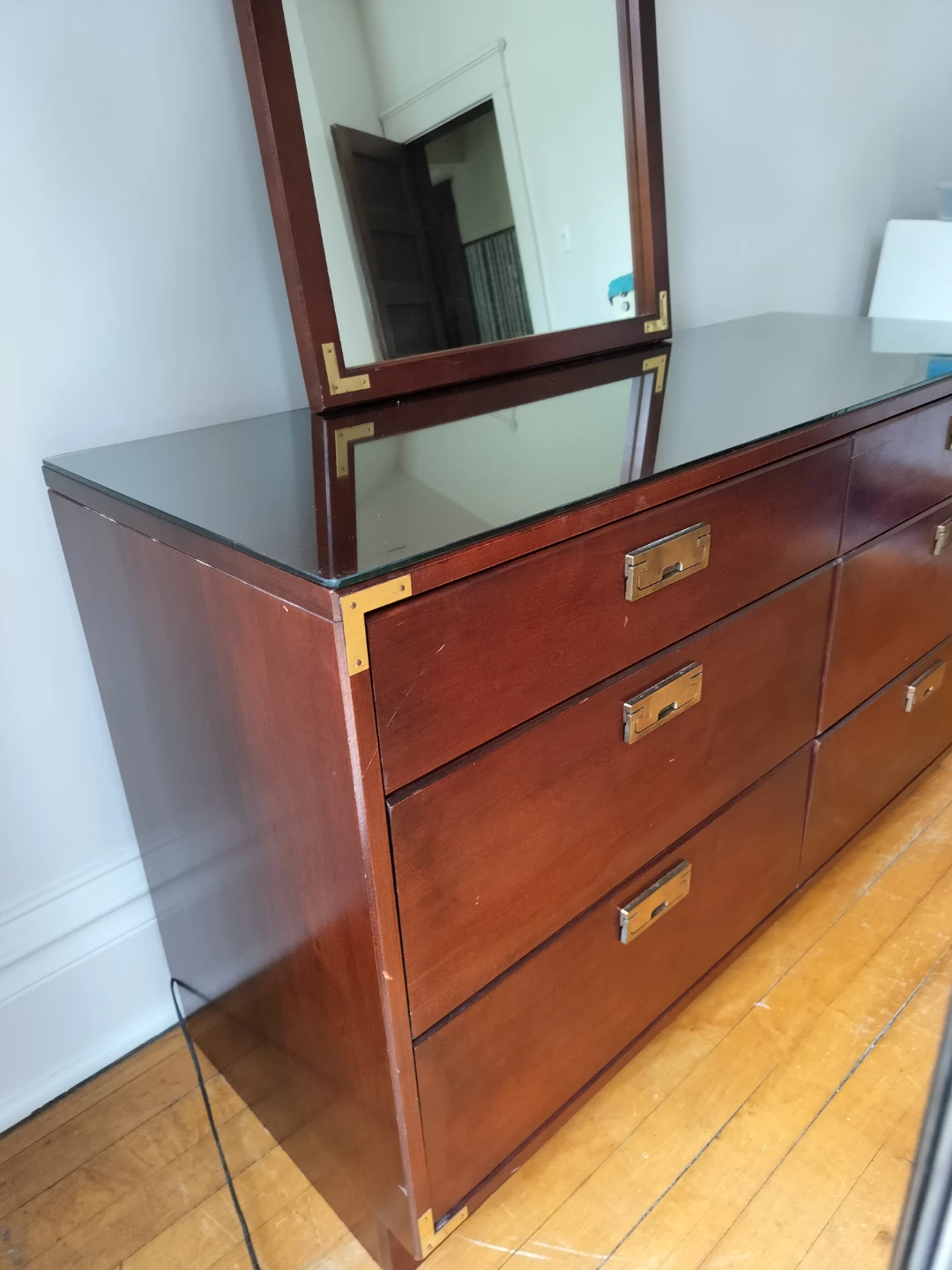 Vintage Campaign Style Dresser with Mirror - photo 3