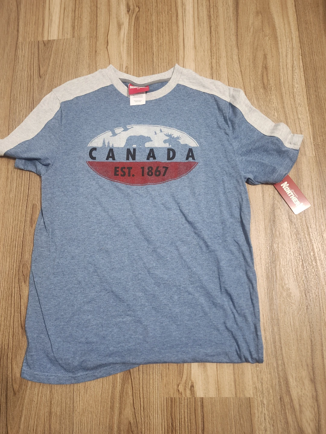 Northern T-Shirt Canada Est. 1867 Blue Grey Size L