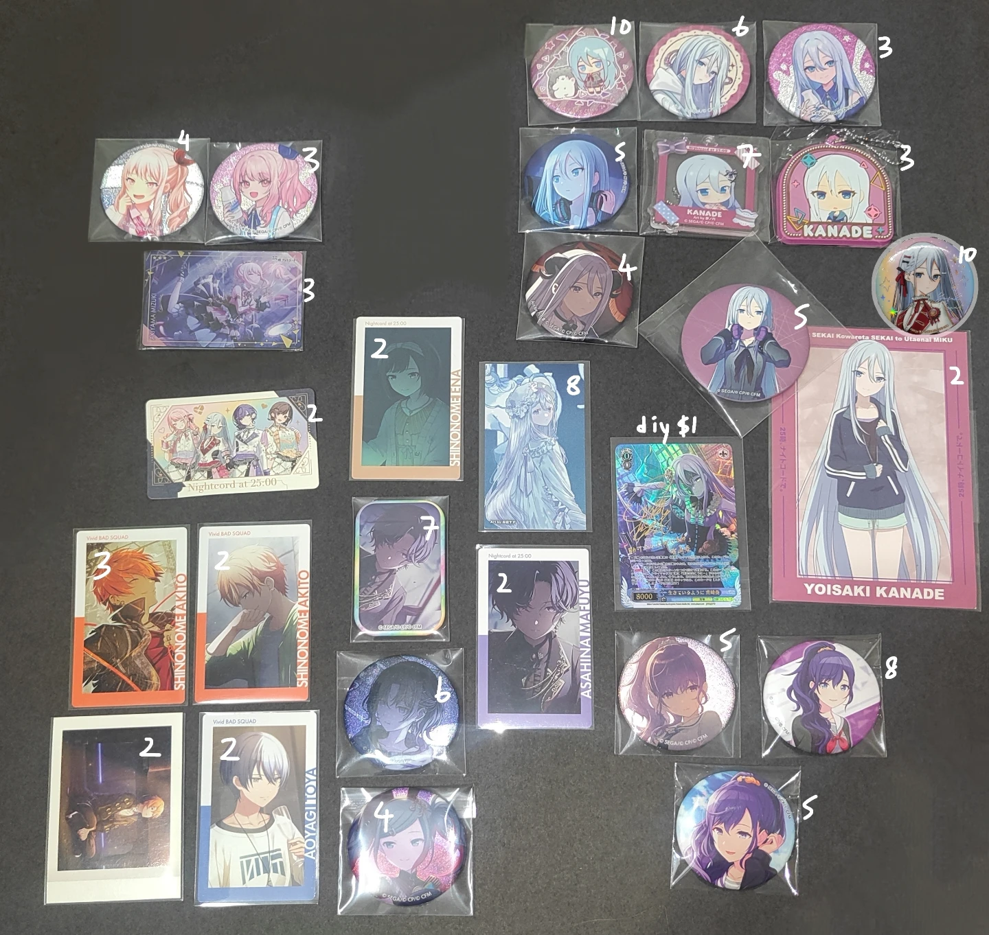 Project SEKAI Colorful Stage! Acrylic & Button Lot
