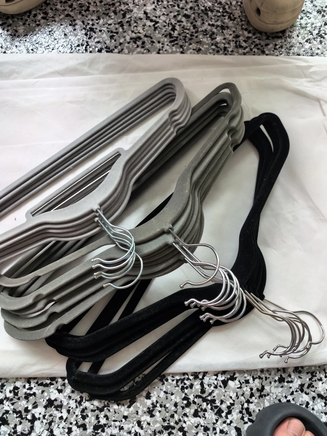 Bundle of Velvet and Plastic Hangers
