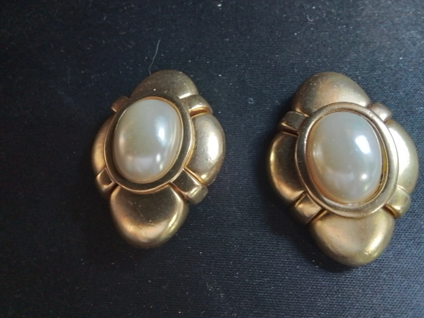 Gold Tone Clip-On Earrings with Faux Pearl