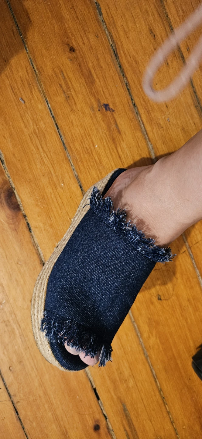 Aredene platform sandals, denim fringe - photo 3