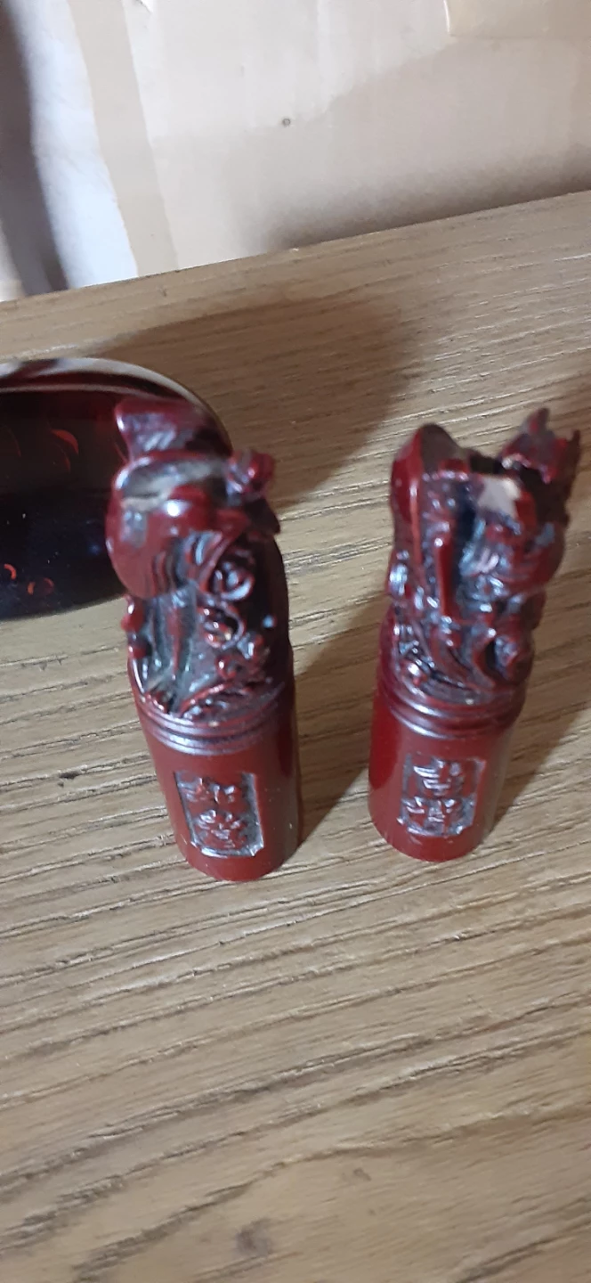 Vintage Red Chinese Seal Set with koi fish  Design - photo 2