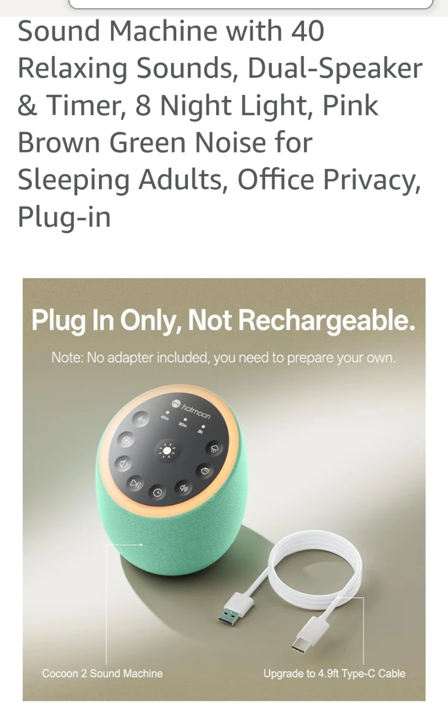 Holmoon Cocoon 2 Sleep Sound Machine - photo 2