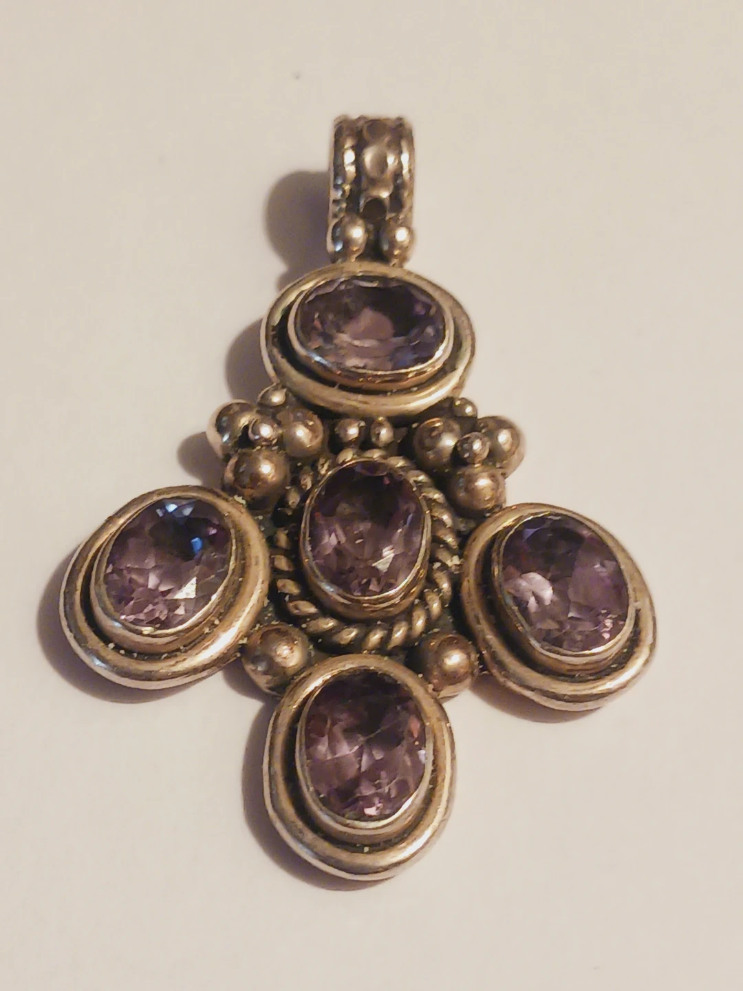 Gorgeous Sterling Silver 925 Stamped Amethyst Stone Pendant