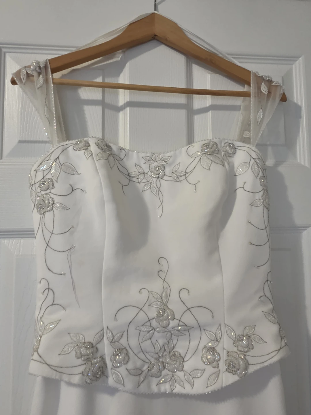 White Beaded Wedding Dress and Veil