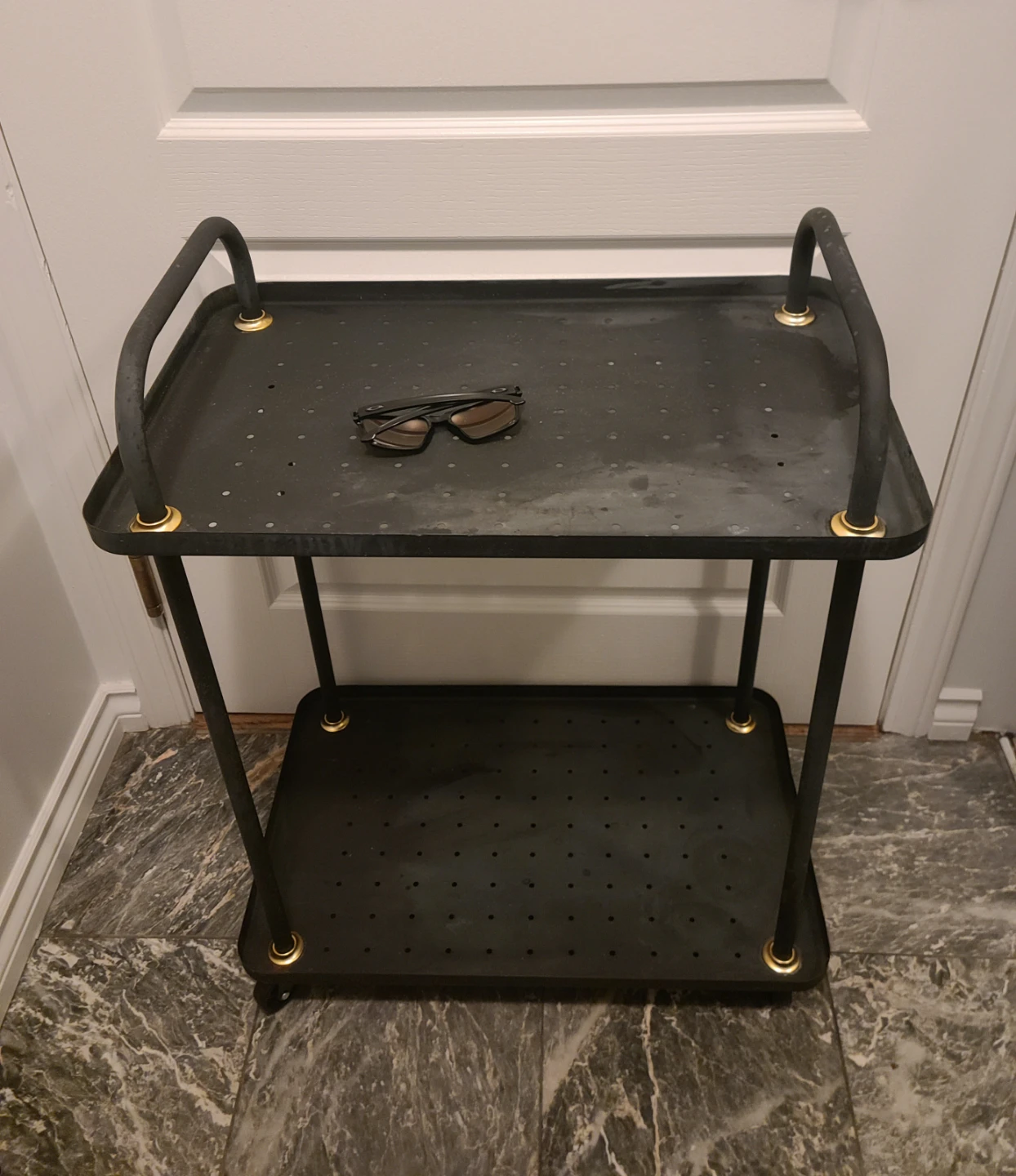 Black metal bar cart