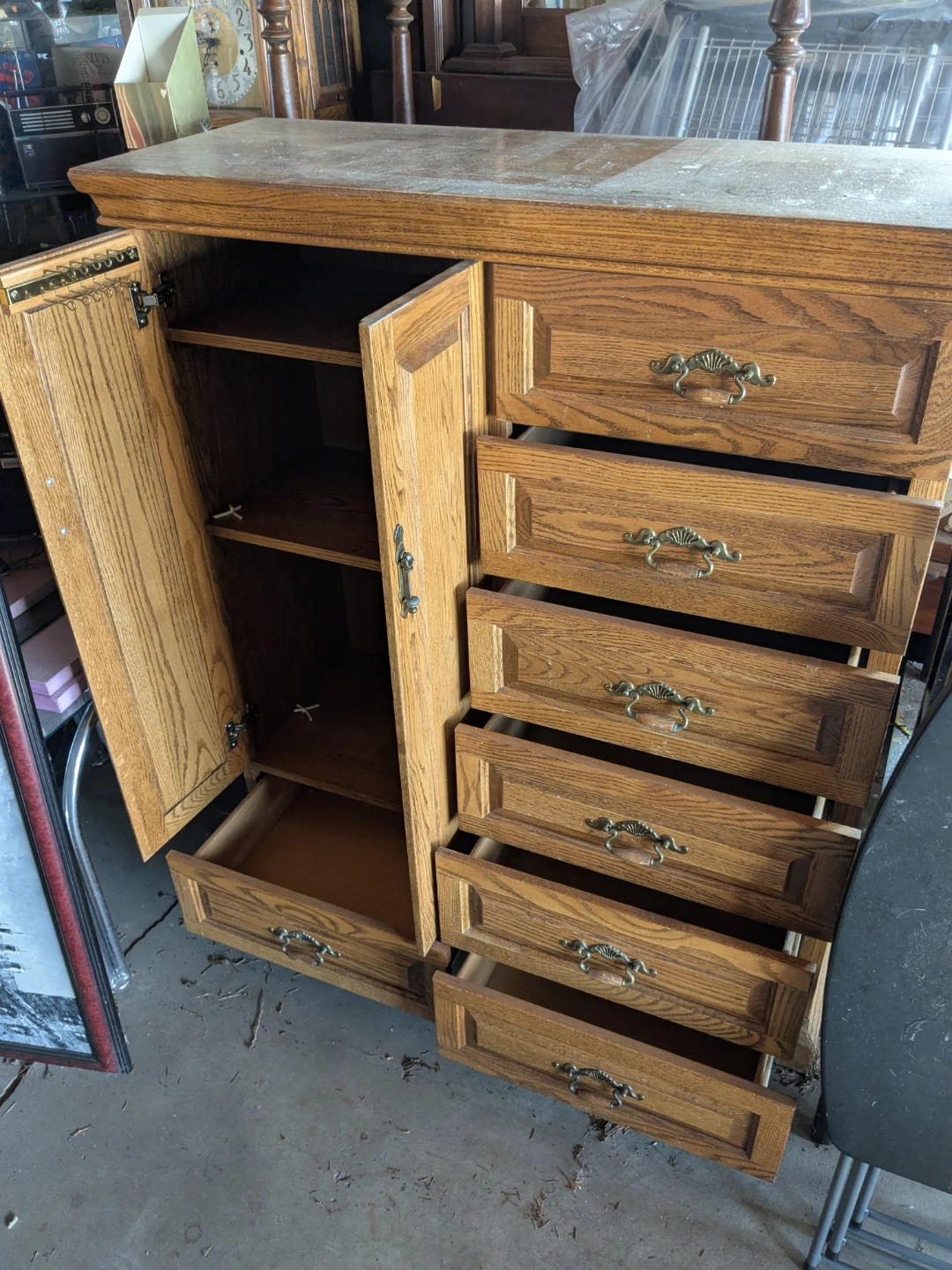 Oak Dresser with Cabinet