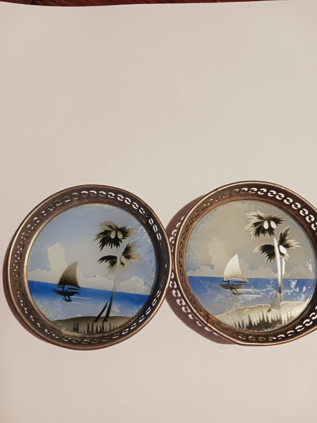 Set of 2 Vintage Handpainted Coasters - photo 2