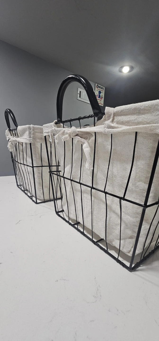 Set of 2 Wire Storage Baskets with Fabric Liners - photo 4