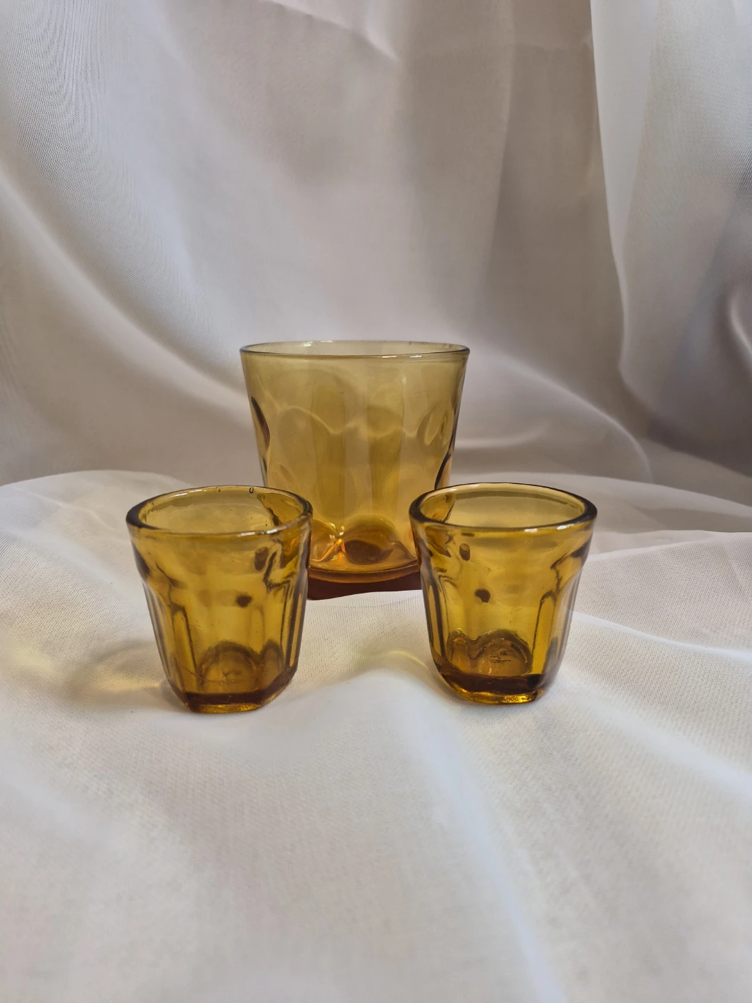 Lot of 3 Vintage Amber Glasses