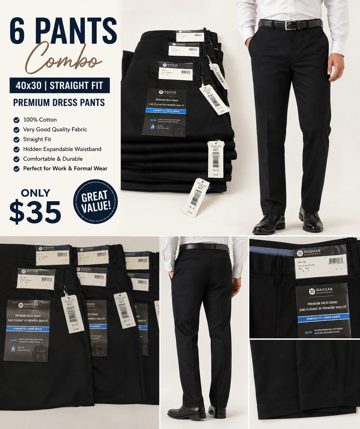 Mens pants combo of 6 pants  40x30