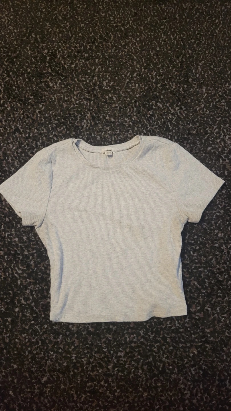 Garage Grey Ribbed Cropped T-Shirt