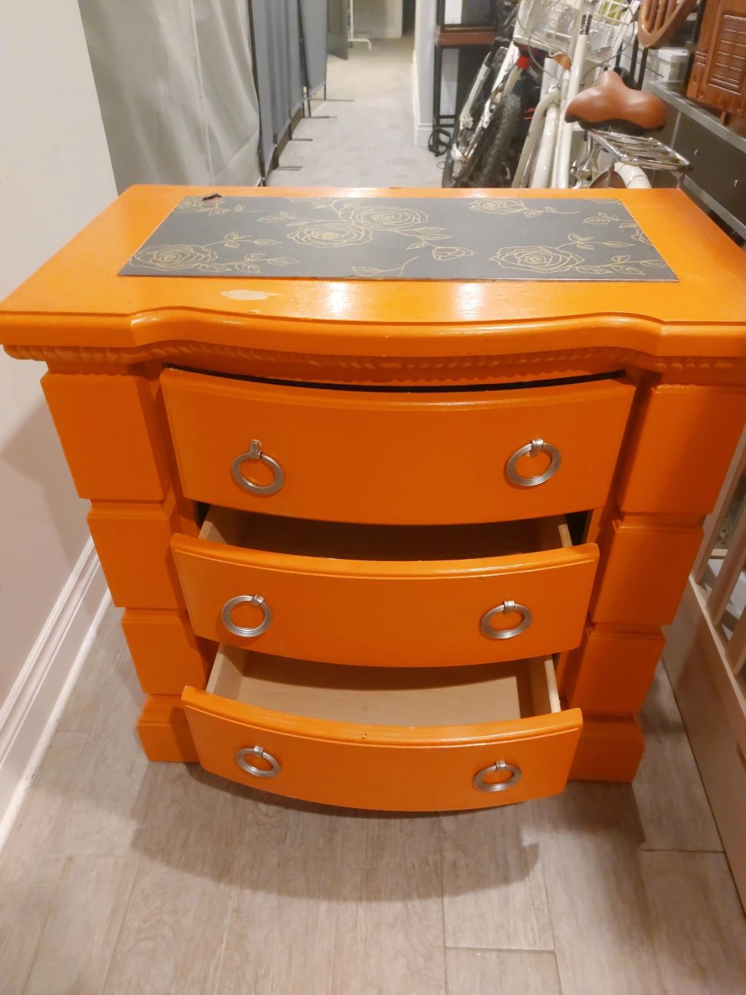 Orange 3-Drawer Nightstand - photo 2