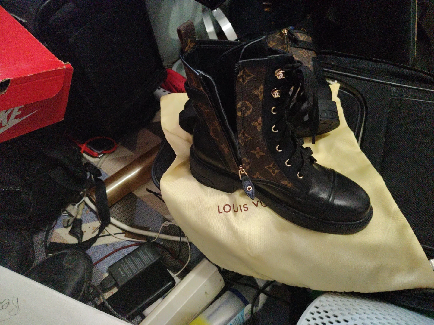 Louis Vuitton Black Leather Monogram Boots - photo 3