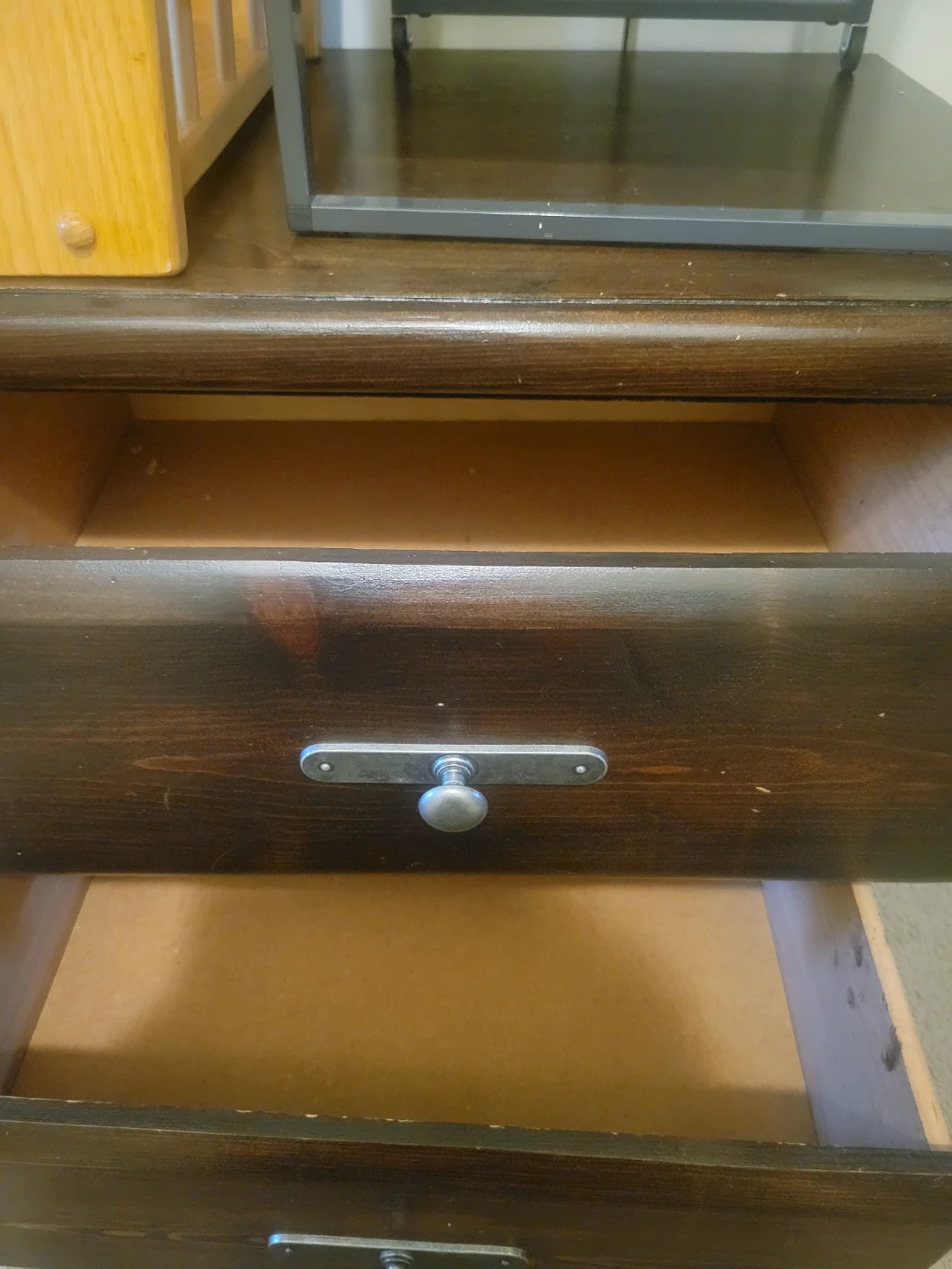 Dark wood nightstand/metal organizer/wooden magazine rack - photo 2