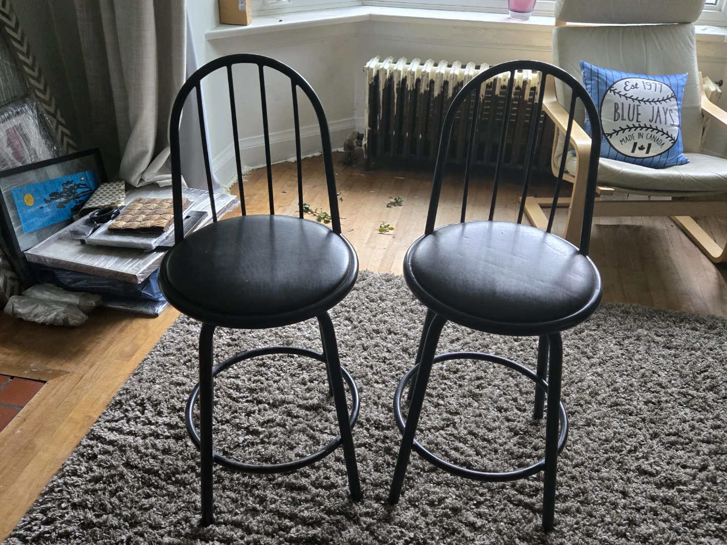 Black Metal Bar Stools (Set of 2)