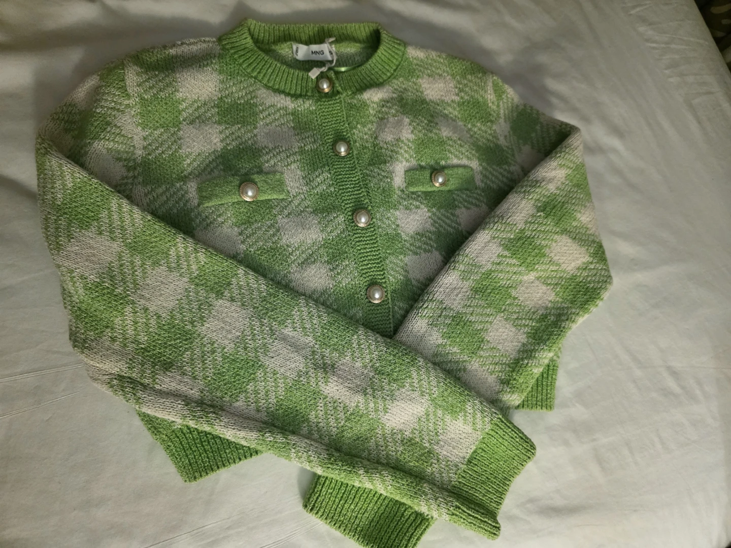 MNG Green Plaid Button Cardigan - photo 2