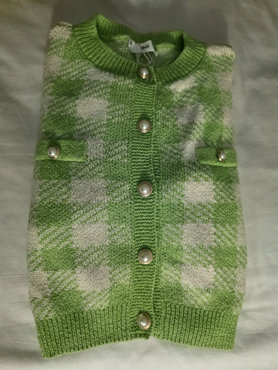 MNG Green Plaid Button Cardigan - photo 3