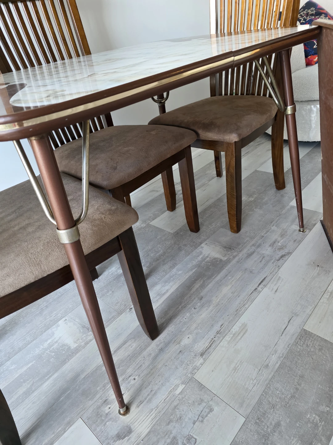 True Retro Marble Top Dining Table with Chairs - photo 2