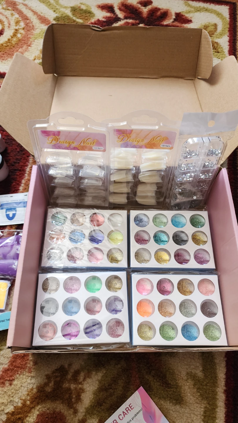 COOSERRY Acrylic Nail Kit with Glitters and Rhinestones - photo 3