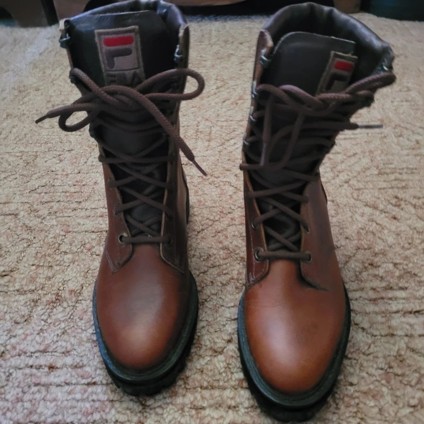 Fila Brown Leather Lace-Up Boots 9