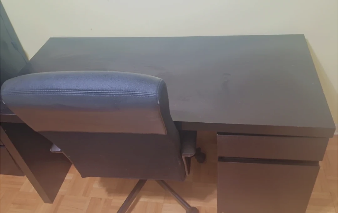 Dark Brown/Black Desk with Drawers and Chair ( IKEA ) - photo 5