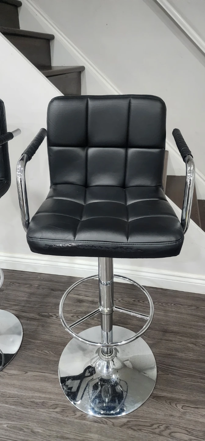 Black Faux Leather Bar Stools (Set of 2) - photo 3