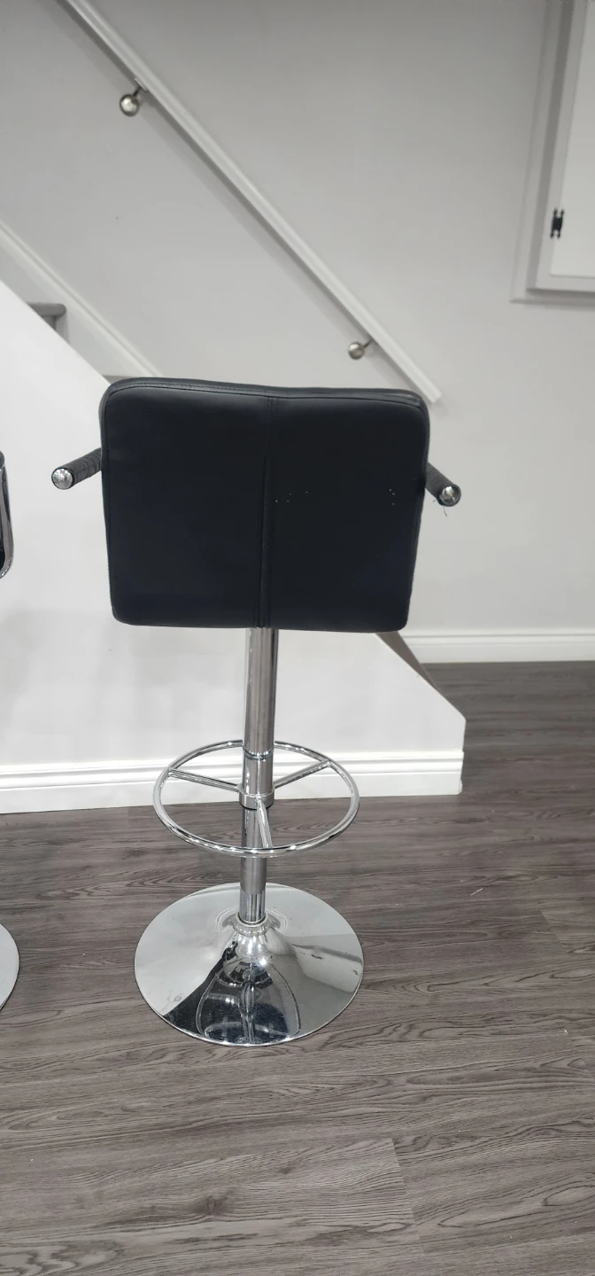 Black Faux Leather Bar Stools (Set of 2) - photo 4