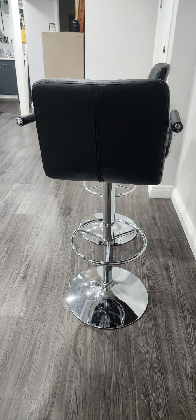 Black Faux Leather Bar Stools (Set of 2) - photo 5