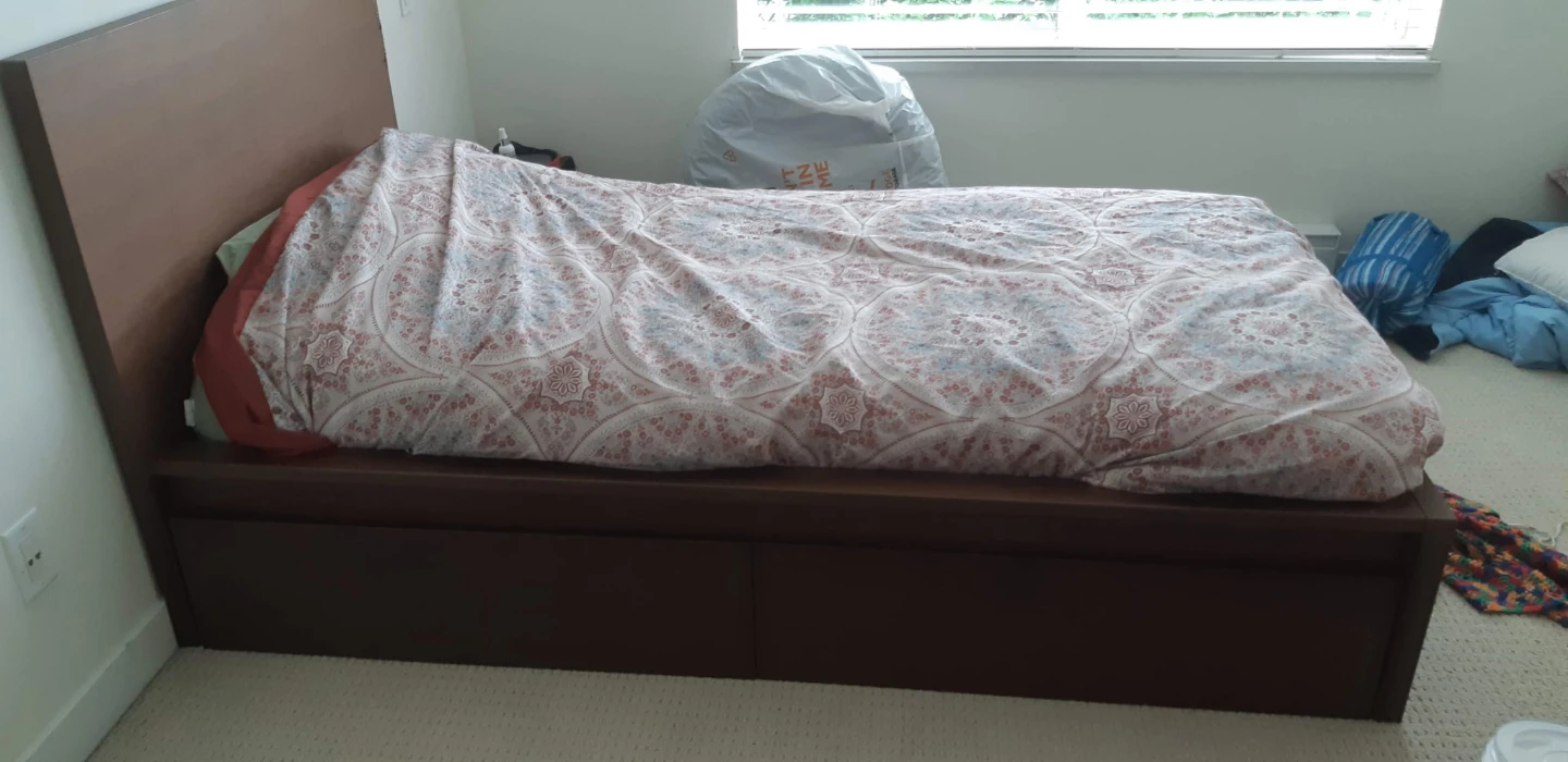 Brown Wooden Bed Frame with Storage Drawers
