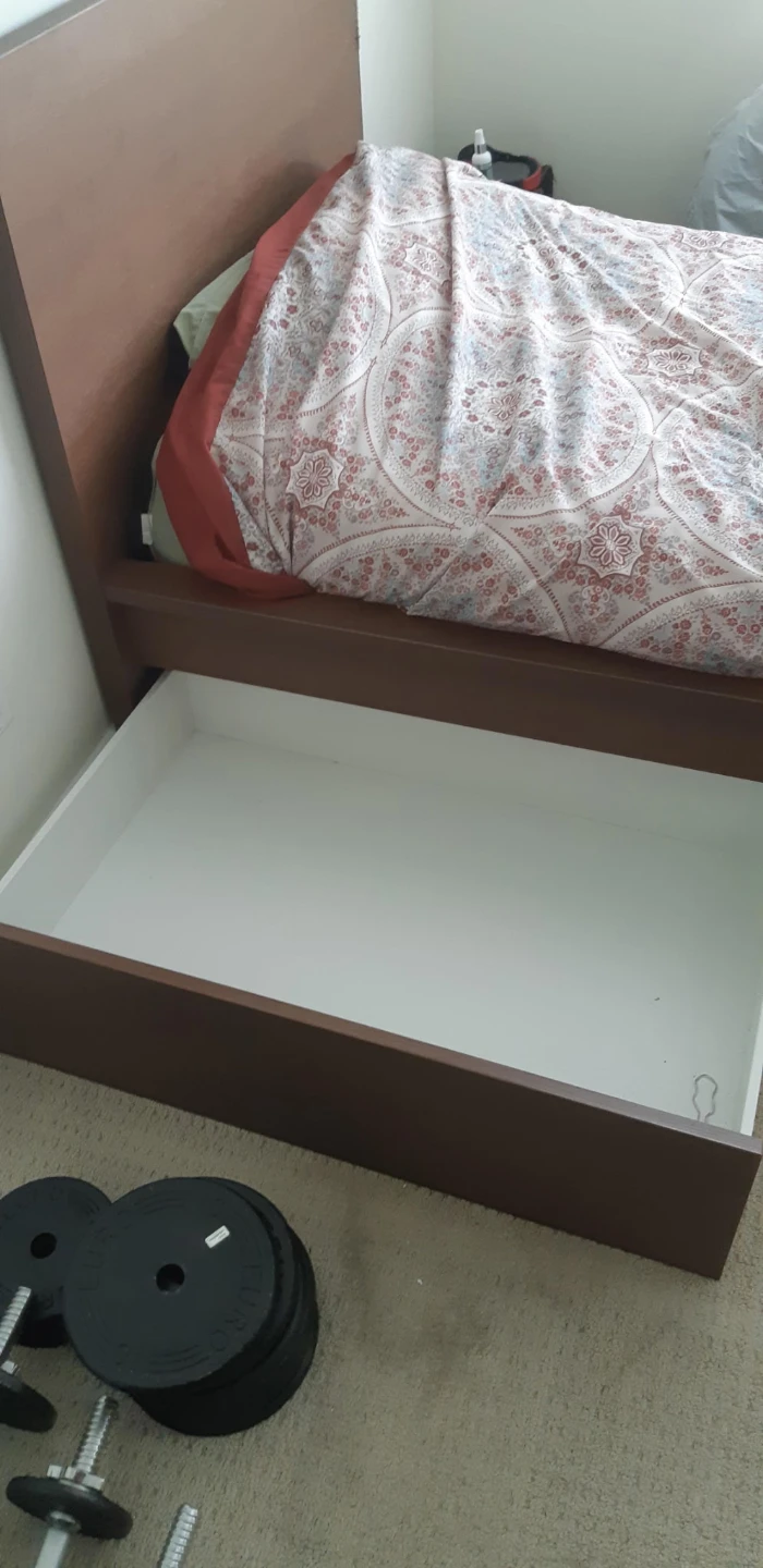 Brown Wooden Bed Frame with Storage Drawers - photo 3