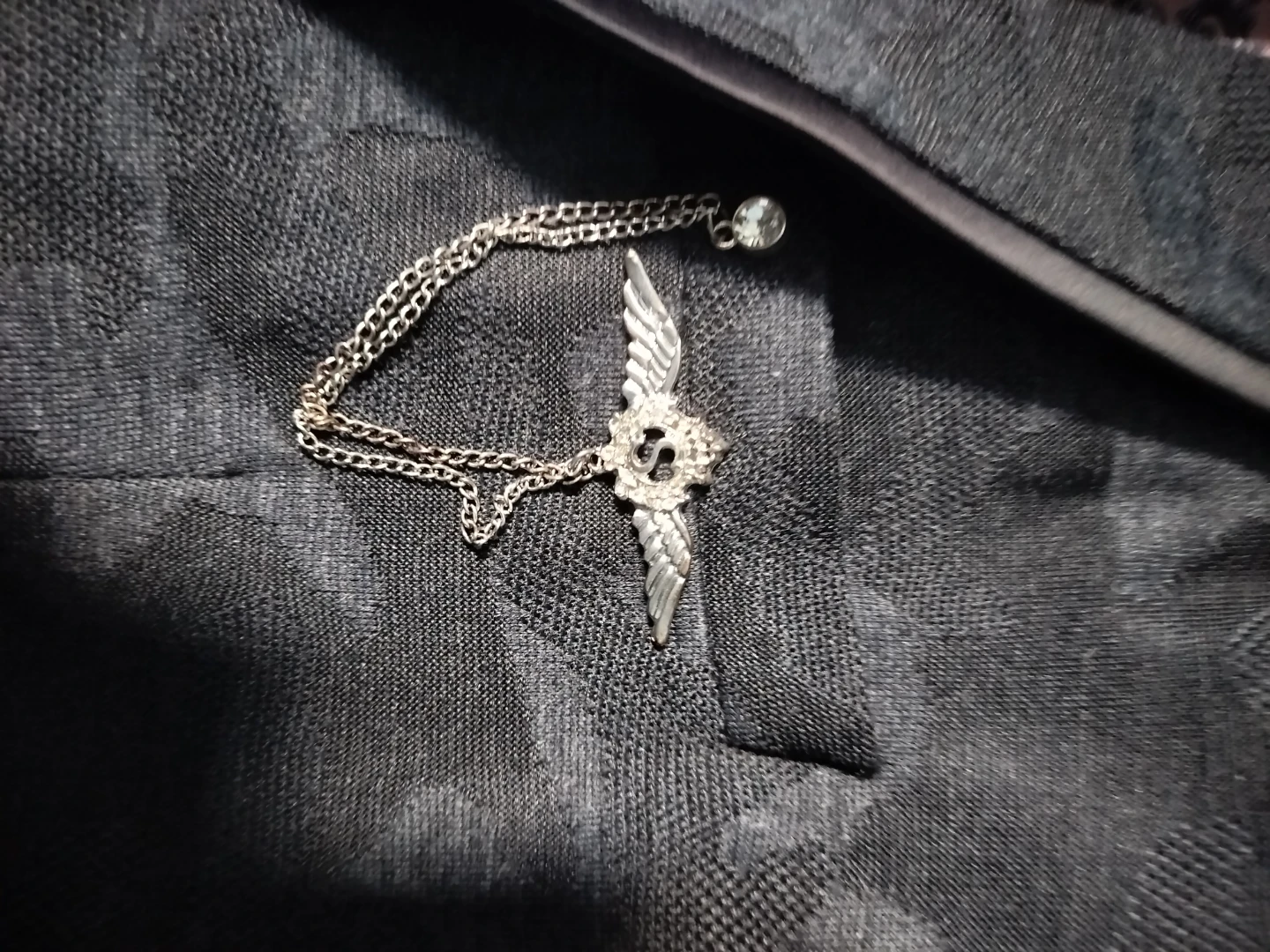 Men's Camouflage Blazer with Wing Pin (Black and Grey) Size M - photo 4