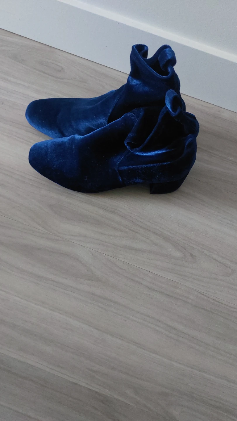 Blue Velvet Ankle Boots