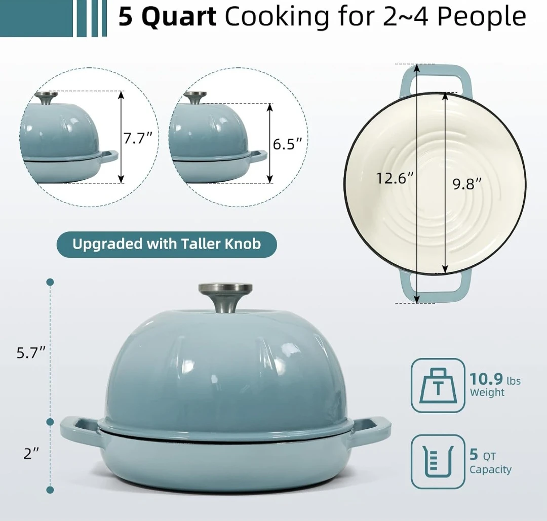 Davivy 5 Quart Cast Iron Bread Oven with Lid and Mitts - photo 2