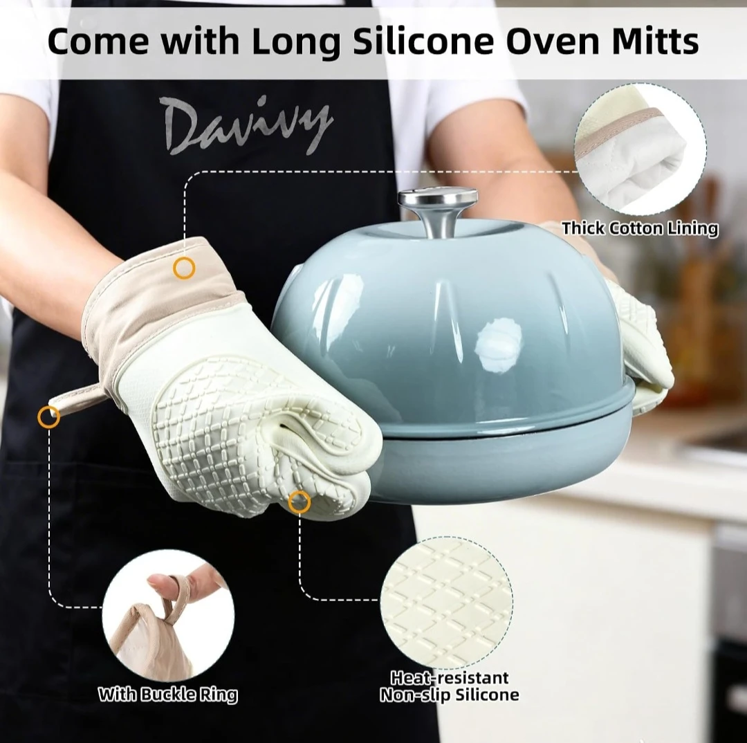 Davivy 5 Quart Cast Iron Bread Oven with Lid and Mitts - photo 4
