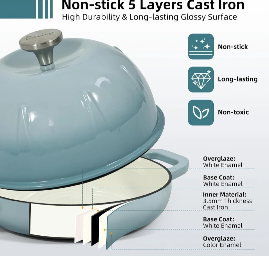 Davivy 5 Quart Cast Iron Bread Oven with Lid and Mitts - photo 5